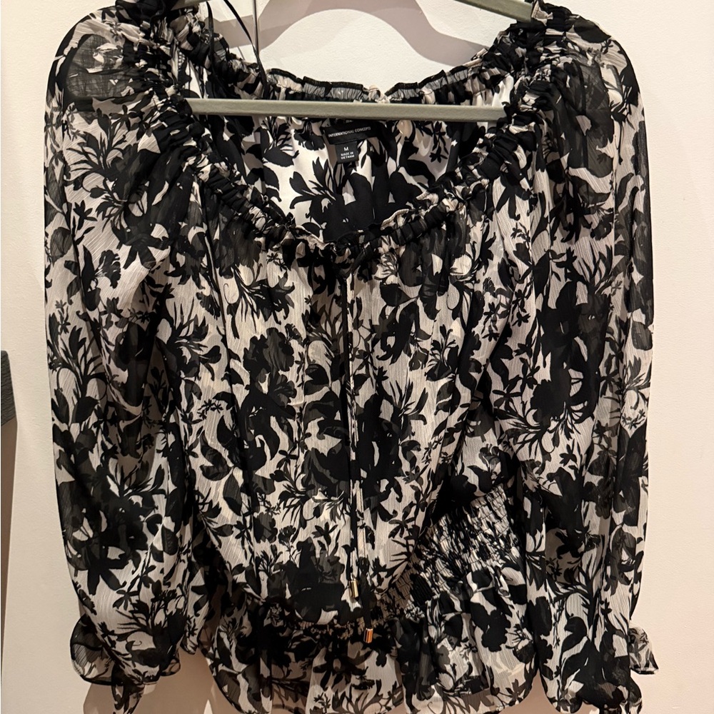 INC Black & White Floral Women's Top